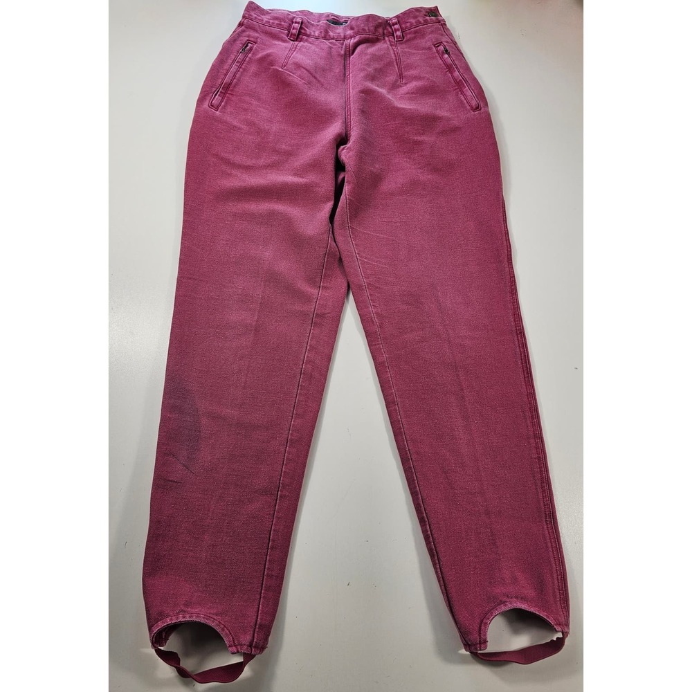 Vintage lizwear sport high rise stirrup pants pink zip pockets butt lift 14 ^